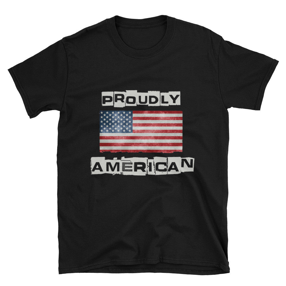 Distressed Proudly American Patriotic Mens T-Shirt - Miss Deplorable