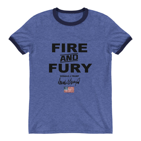 Donald Trump Fire And Fury Mens Ringer T-Shirt - Miss Deplorable