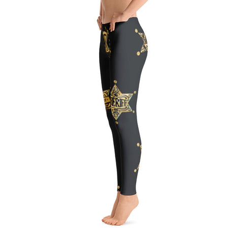 County Sheriff Gold and Black Leggings - Miss Deplorable