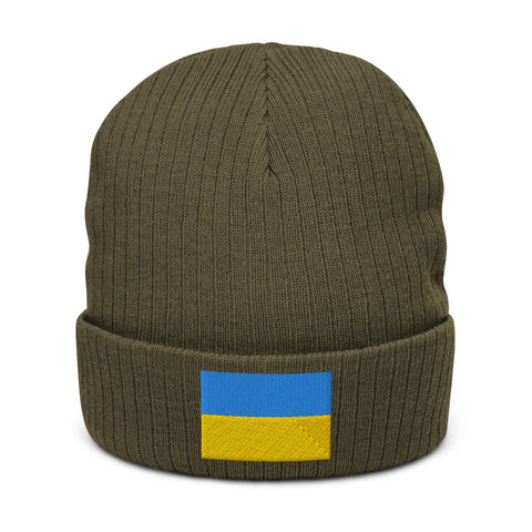 Ukraine Flag Hat Ukrainian Flag Embroidered Cuffed Beanie