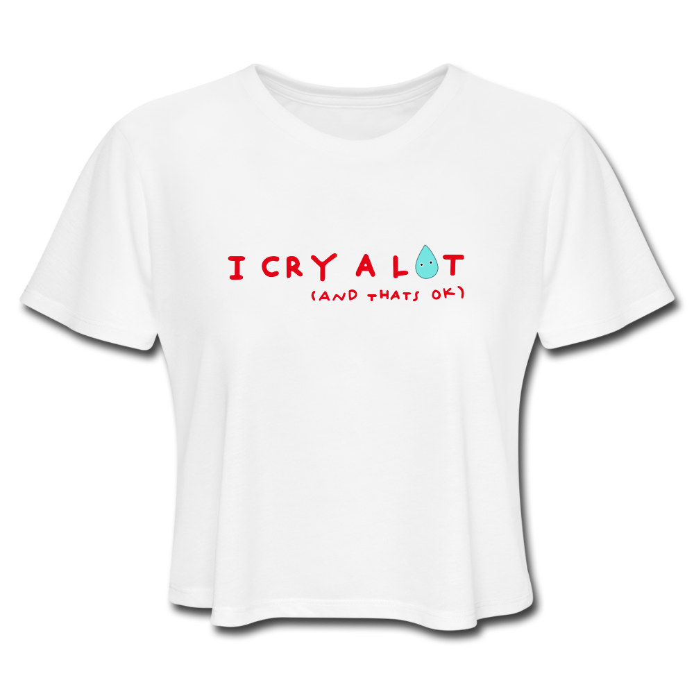 Cry Alot Cropped T-Shirt (SPD) - white