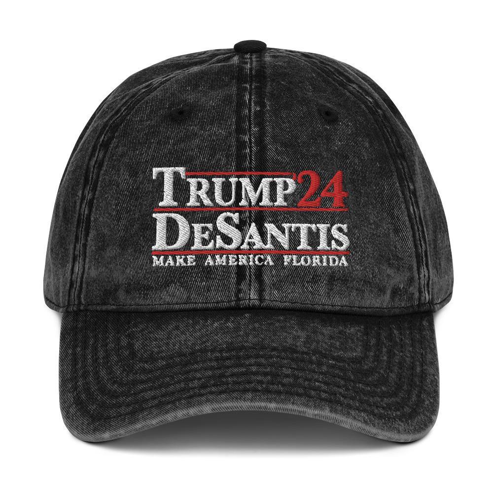 Trump DeSantis 2024 Hat Make America Florida Vintage Embroidered Cap - Trump Save America Store 2024